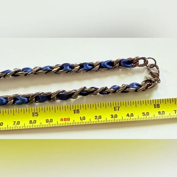 ⚕️18” Healing Hematite Blue Ribbon Woven Chain Necklace by Cookie Lee - Picture 9 of 10